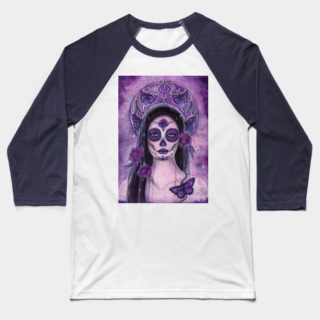 Butterfly day of the dead art by Renee Lavoie Baseball T-Shirt by ReneeLLavoie